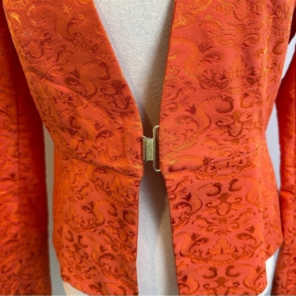 Venus Evening Tangerine Brocade Blazer Jacket 10 - Picture 9 of 13
